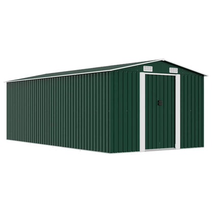 Garden Shed 257x489x181 cm Metal Green