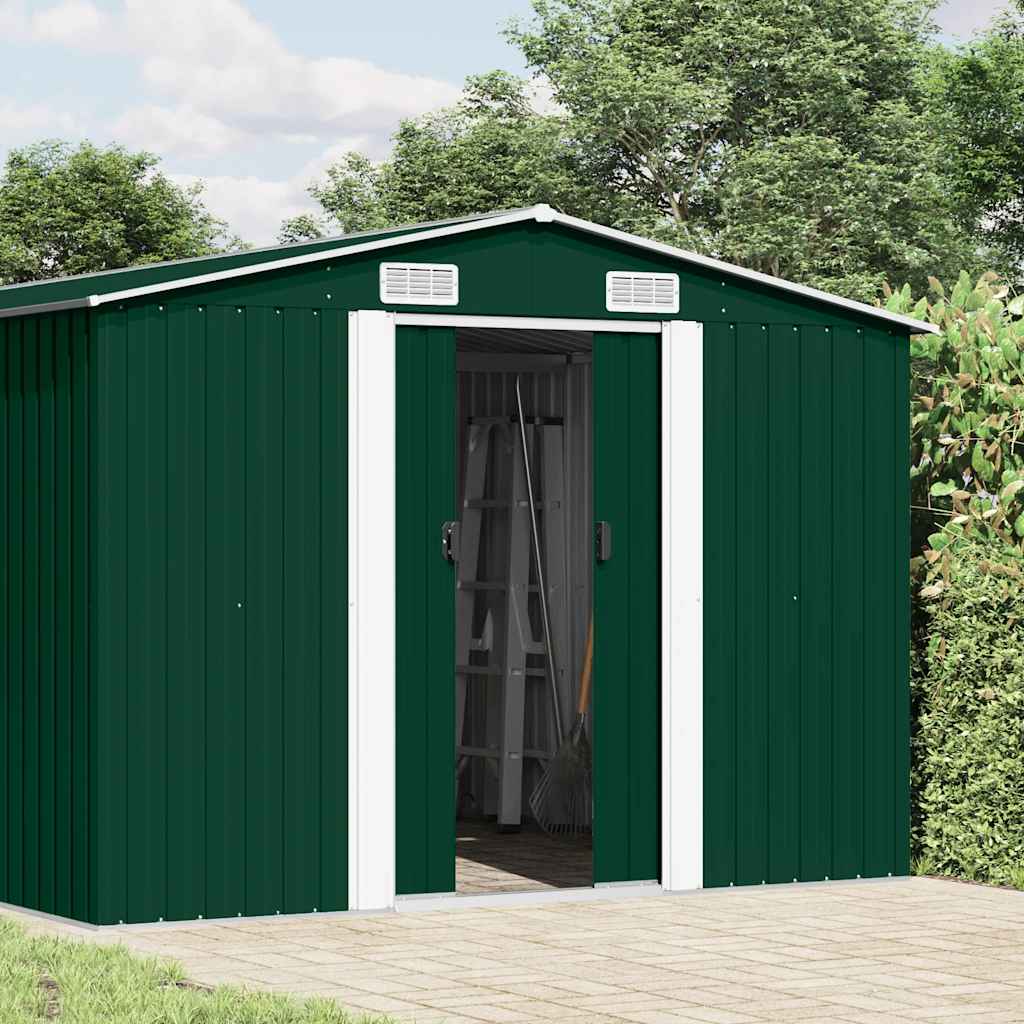 Garden Shed 257x489x181 cm Metal Green