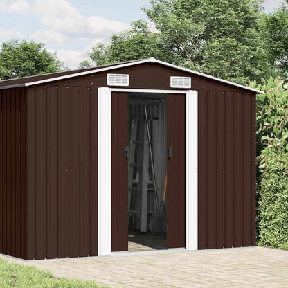 Garden Shed 257x489x181 cm Metal Brown