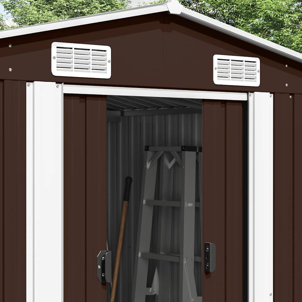 Garden Shed 257x489x181 cm Metal Brown