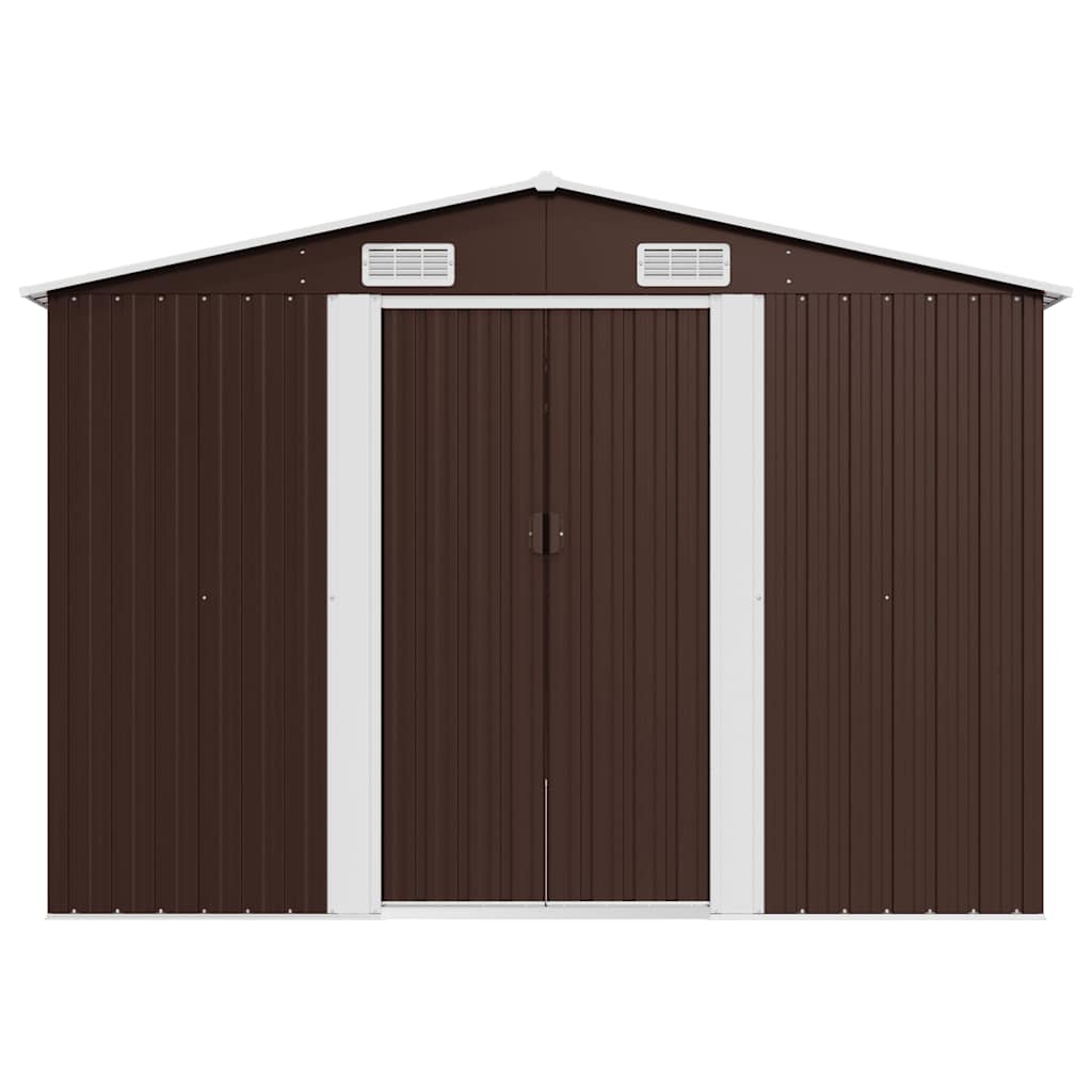 Garden Shed 257x489x181 cm Metal Brown