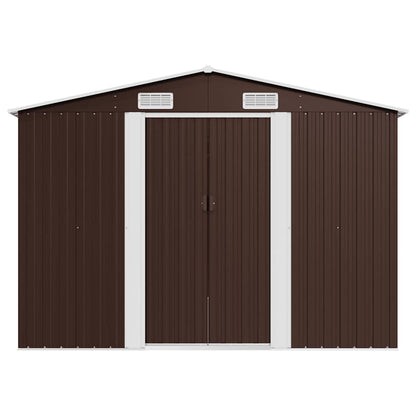 Garden Shed 257x489x181 cm Metal Brown