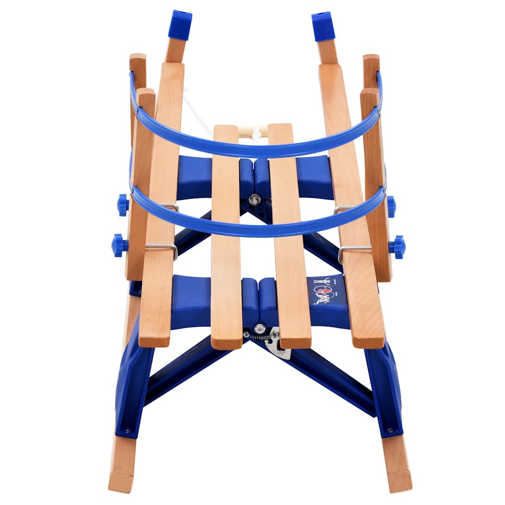 Folding Snow Sledge with Backrest Wood 119 cm