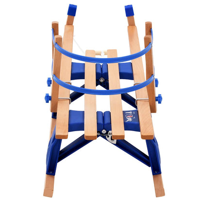 Folding Snow Sledge with Backrest Wood 119 cm