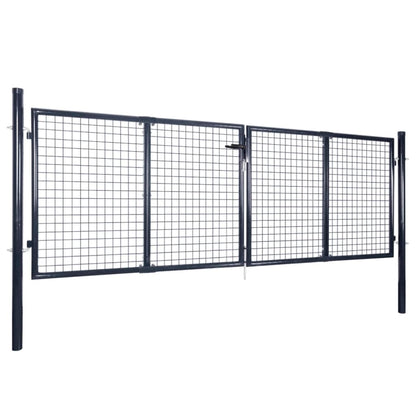 Mesh Garden Gate Galvanised Steel 306x100 cm Grey