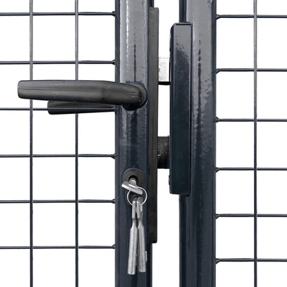 Mesh Garden Gate Galvanised Steel 306x100 cm Grey