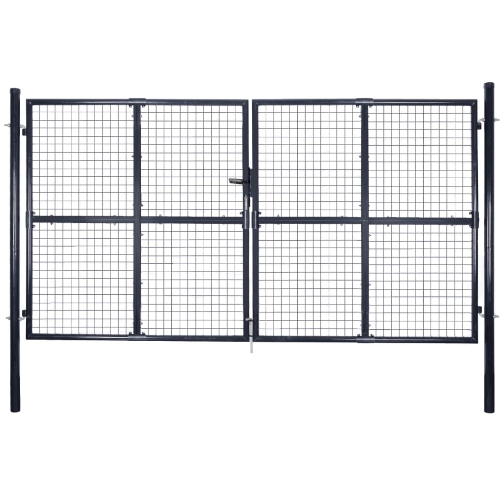 Mesh Garden Gate Galvanised Steel 306x175 cm Grey