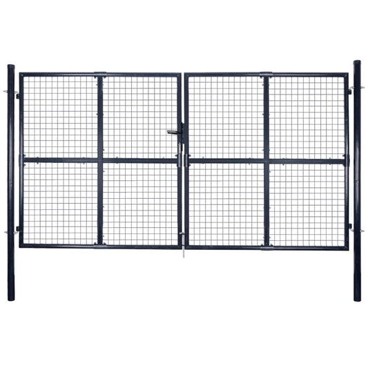 Mesh Garden Gate Galvanised Steel 306x175 cm Grey