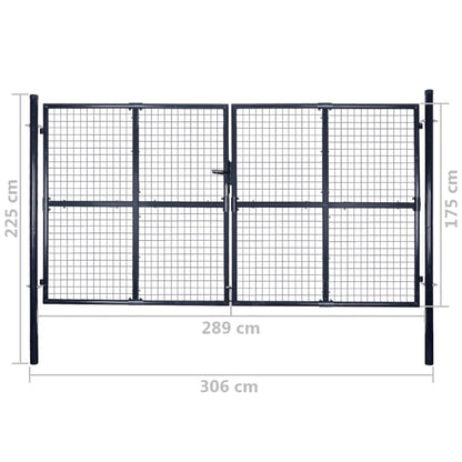 Mesh Garden Gate Galvanised Steel 306x175 cm Grey