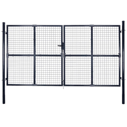 Mesh Garden Gate Galvanised Steel 306x200 cm Grey