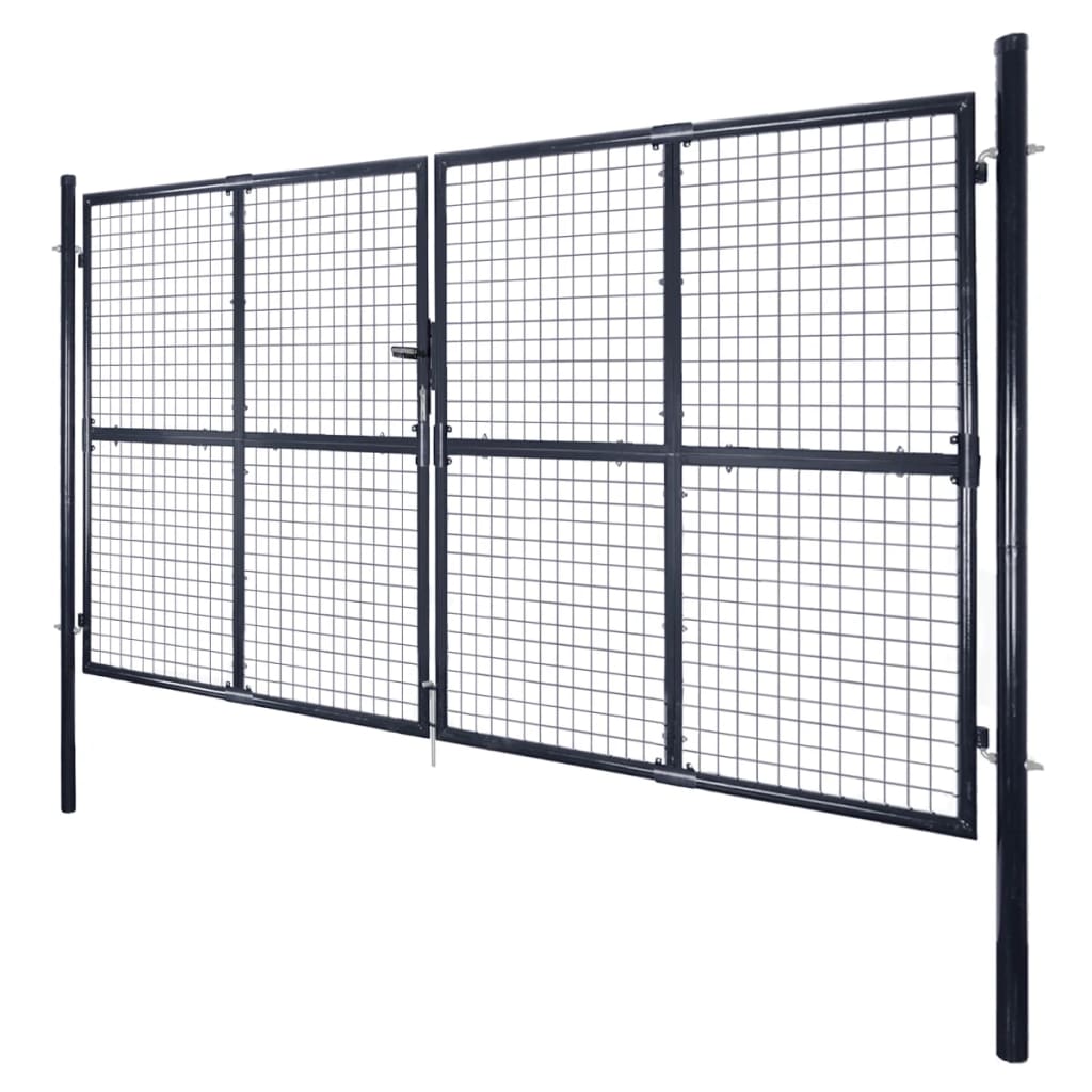 Mesh Garden Gate Galvanised Steel 306x200 cm Grey