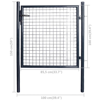 Mesh Garden Gate Galvanised Steel 100x100 cm Grey
