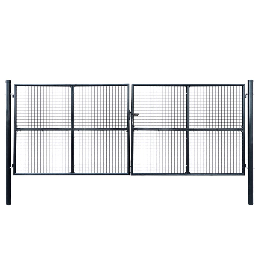 Mesh Garden Gate Galvanised Steel 415x150 cm Grey