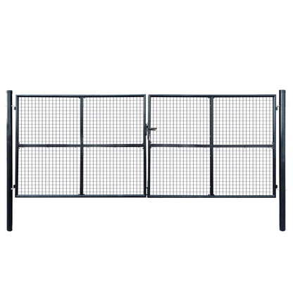 Mesh Garden Gate Galvanised Steel 415x150 cm Grey