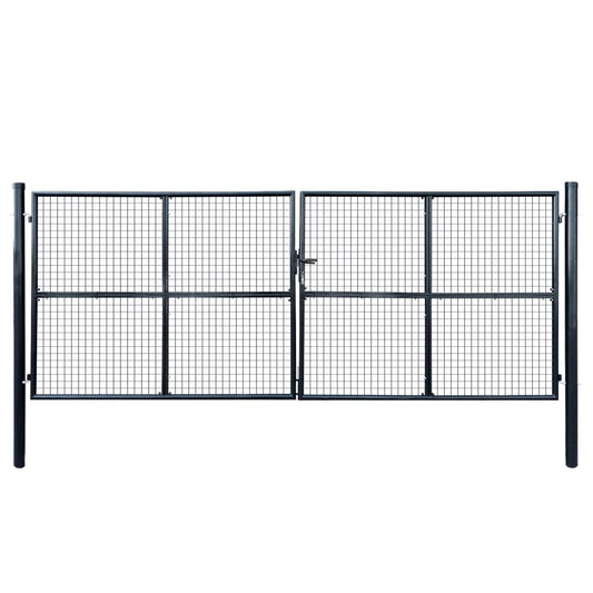 Mesh Garden Gate Galvanised Steel 415x150 cm Grey
