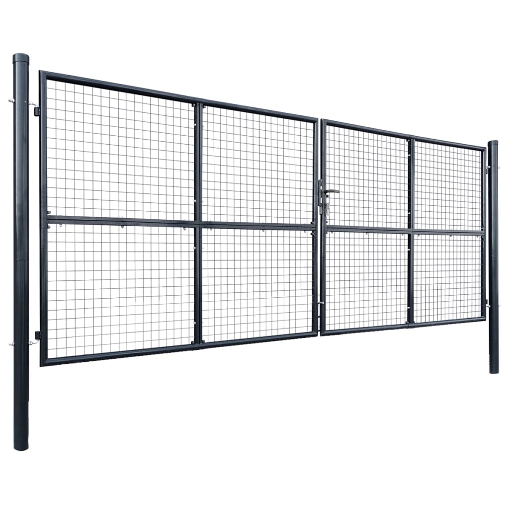 Mesh Garden Gate Galvanised Steel 415x150 cm Grey