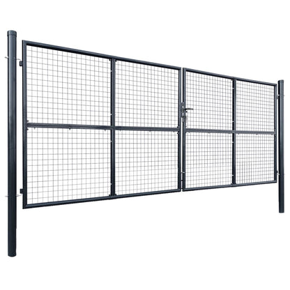 Mesh Garden Gate Galvanised Steel 415x150 cm Grey