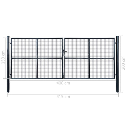 Mesh Garden Gate Galvanised Steel 415x150 cm Grey