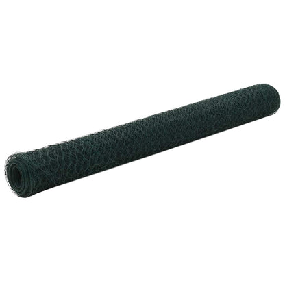 Chicken Wire Fence Steel with PVC Coating 25x1.2 m Green