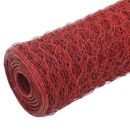 Chicken Wire Fence Steel with PVC Coating 25x1 m Red