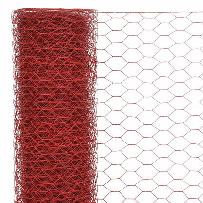 Chicken Wire Fence Steel with PVC Coating 25x1 m Red