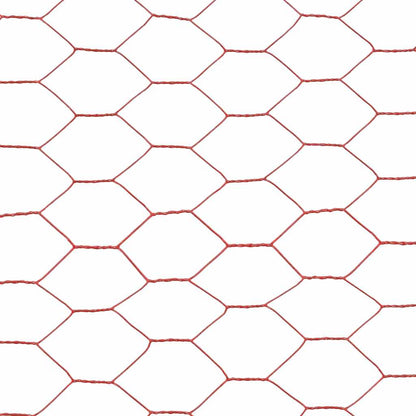Chicken Wire Fence Steel with PVC Coating 25x1 m Red