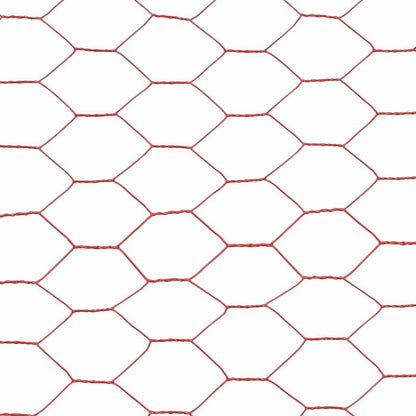 Chicken Wire Fence Steel with PVC Coating 25x1 m Red