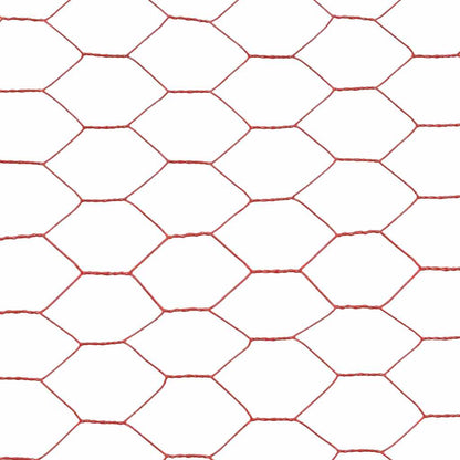 Chicken Wire Fence Steel with PVC Coating 25x1.5 m Red