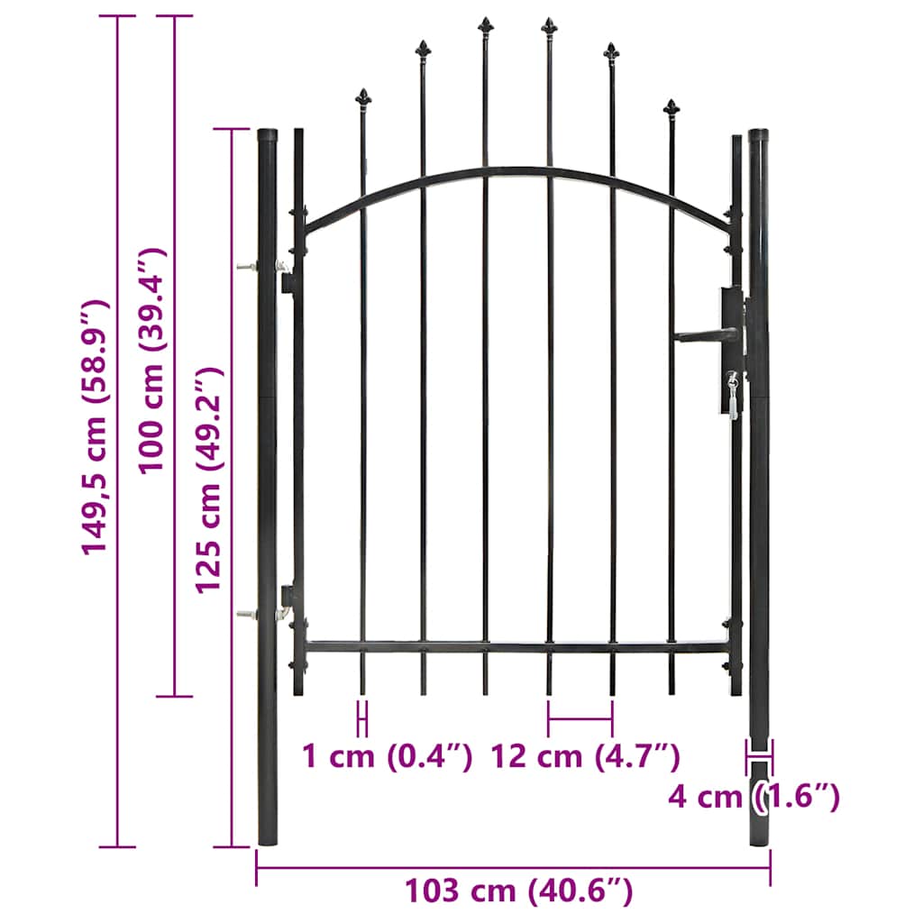 Garden Gate Steel 1x1.5 m Black