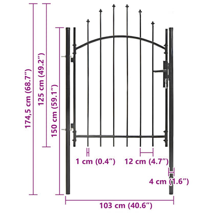 Garden Gate Steel 1x1.75 m Black