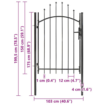 Garden Gate Steel 1x2 m Black