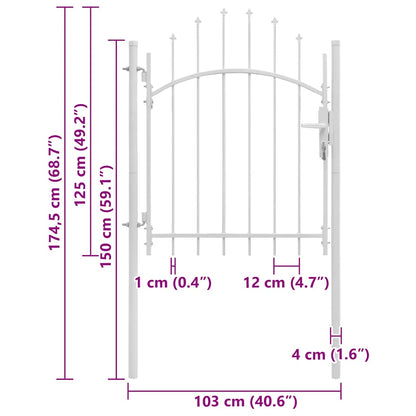 Garden Gate Steel 1x1.75 m White