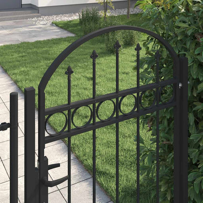 Fence Gate with Arched Top Steel 104x150 cm Black