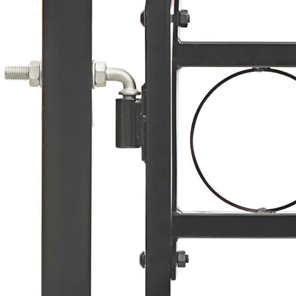 Fence Gate with Arched Top Steel 104x150 cm Black
