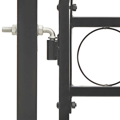 Fence Gate with Arched Top Steel 104x175 cm Black