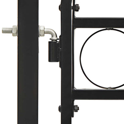 Fence Gate Double Door with Arched Top Steel 300x125 cm Black
