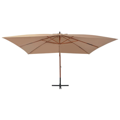 Cantilever Garden Parasol with Wooden Pole 400x300 cm Taupe