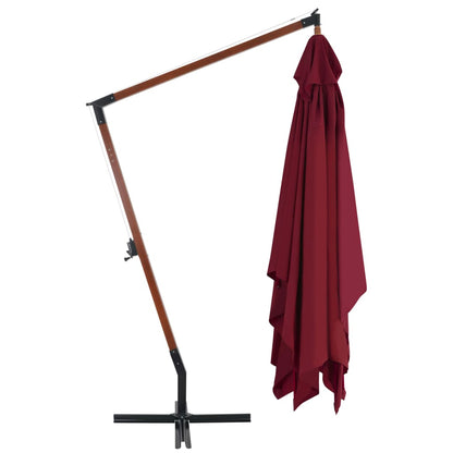 Cantilever Garden Parasol with Wooden Pole 400x300 cm Bordeaux Red