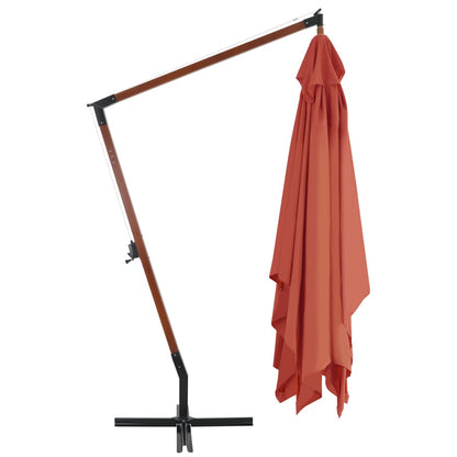 Cantilever Garden Parasol with Wooden Pole 400x300 cm Terracotta