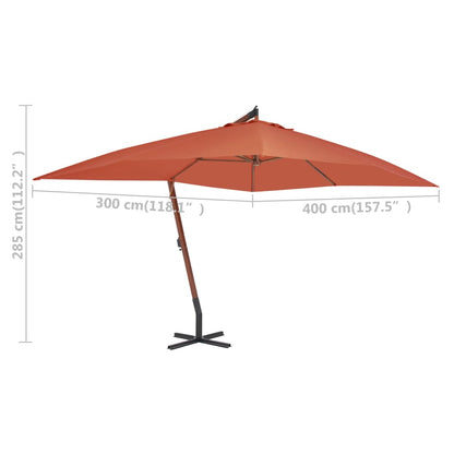 Cantilever Garden Parasol with Wooden Pole 400x300 cm Terracotta