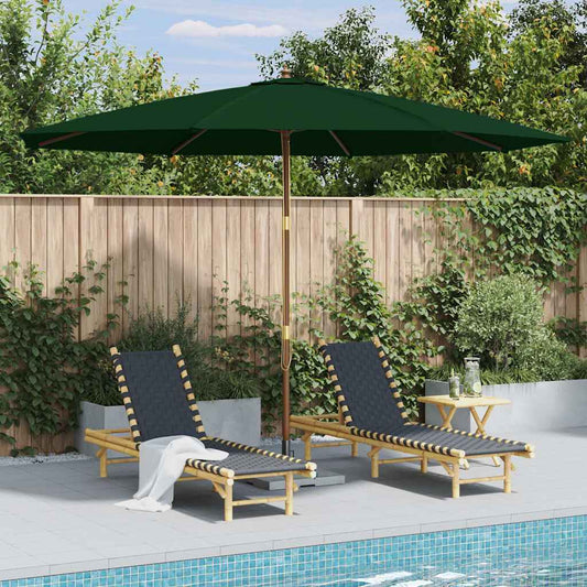 Garden Parasol with Wooden Pole 350 cm Green