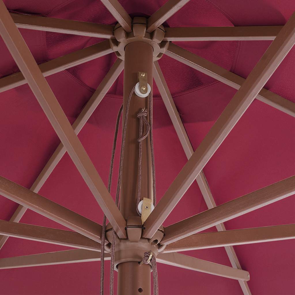 Garden Parasol with Wooden Pole 350 cm Burgundy