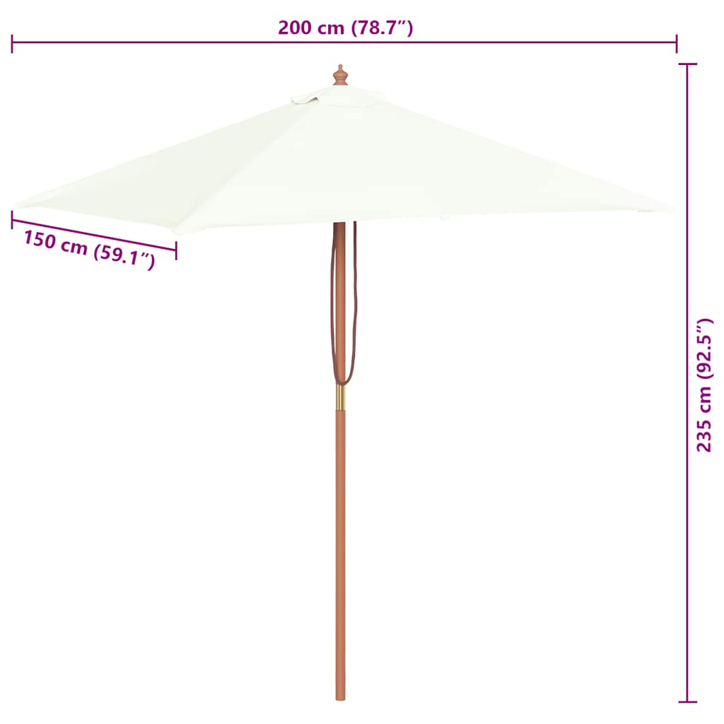 Garden Parasol with Wooden Pole 150x200 cm Sand