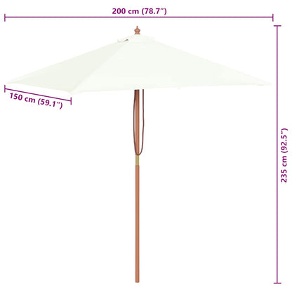 Garden Parasol with Wooden Pole 150x200 cm Sand