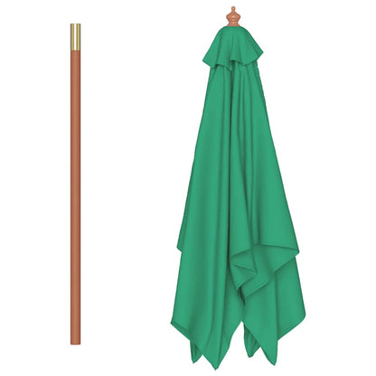 Garden Parasol with Wooden Pole 150x200 cm Green