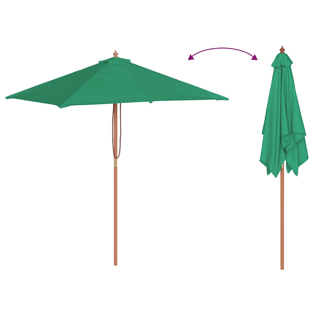 Garden Parasol with Wooden Pole 150x200 cm Green