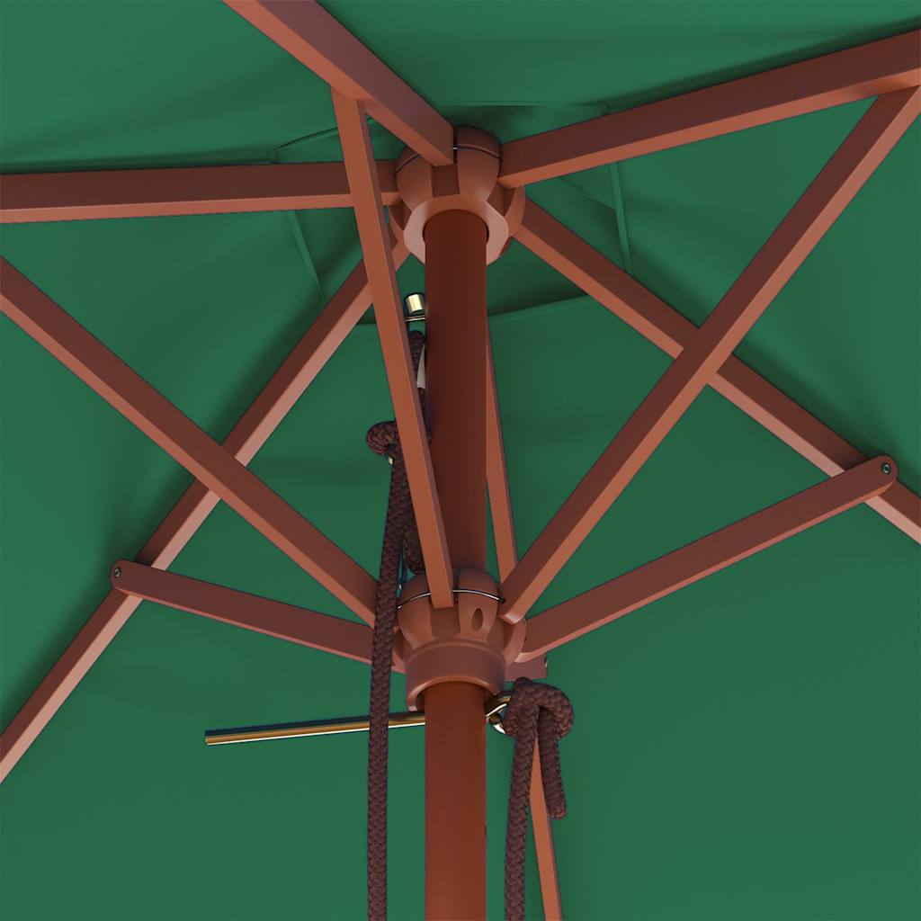 Garden Parasol with Wooden Pole 150x200 cm Green