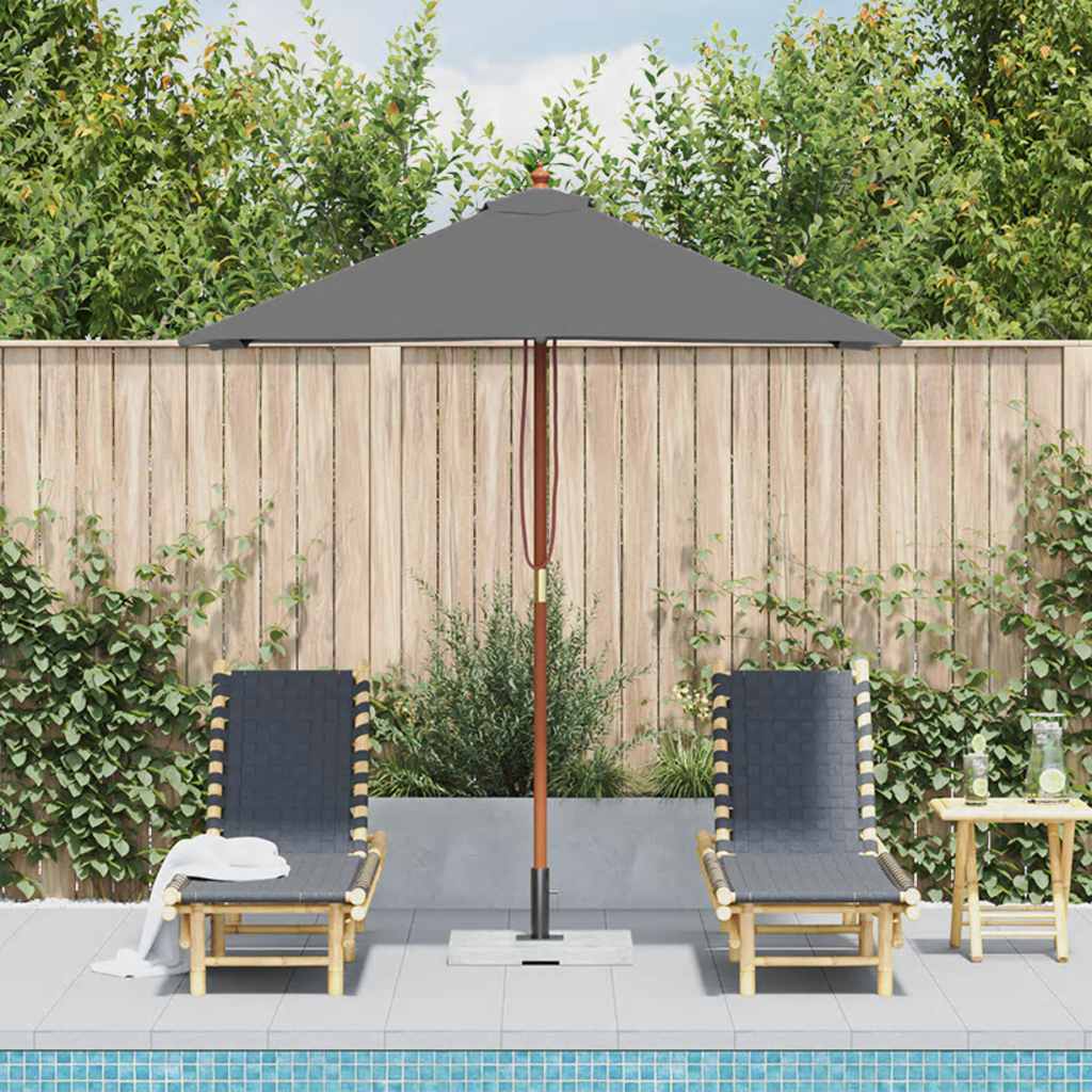 Garden Parasol with Wooden Pole 150x200 cm Anthracite