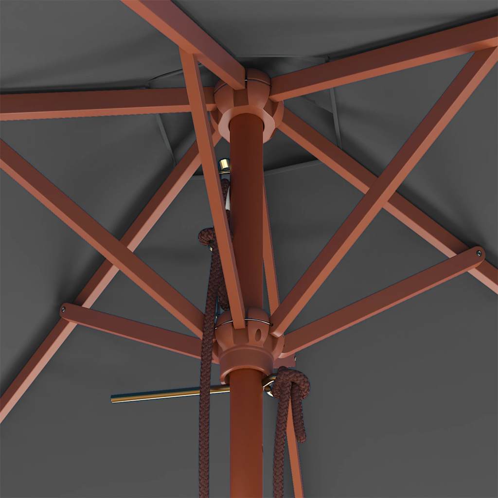 Garden Parasol with Wooden Pole 150x200 cm Anthracite