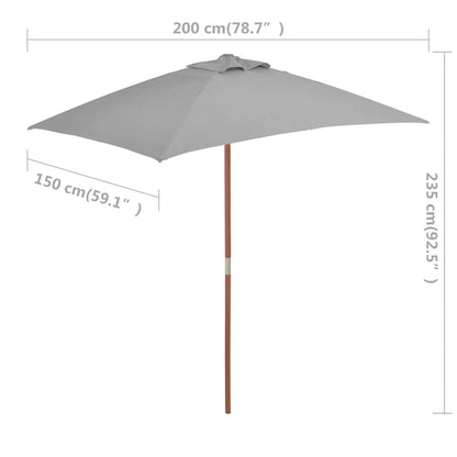 Garden Parasol with Wooden Pole 150x200 cm Anthracite